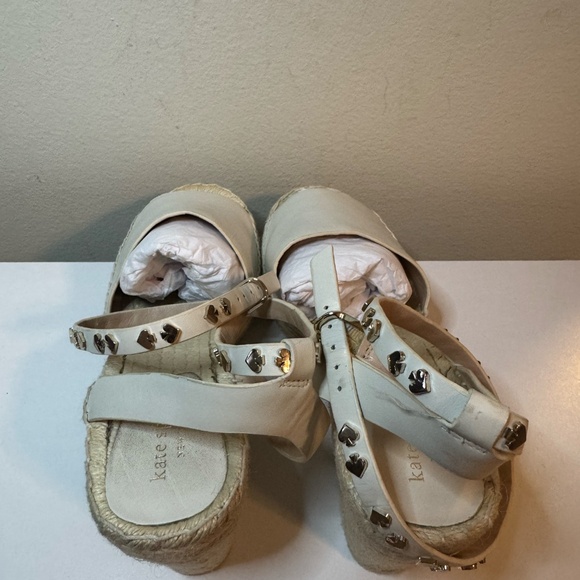 Kate Spade White Leather Straw Sandals With Wrap Around Ankle Straps Size 10 - Picture 12 of 13